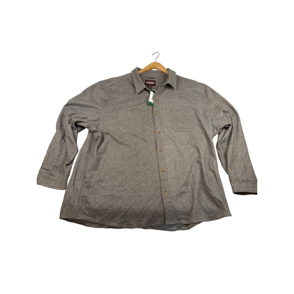 Alesbury Mens 3XL Gray Herringbone Button Down Shirt Long Sleeve Stitch Fix NEW